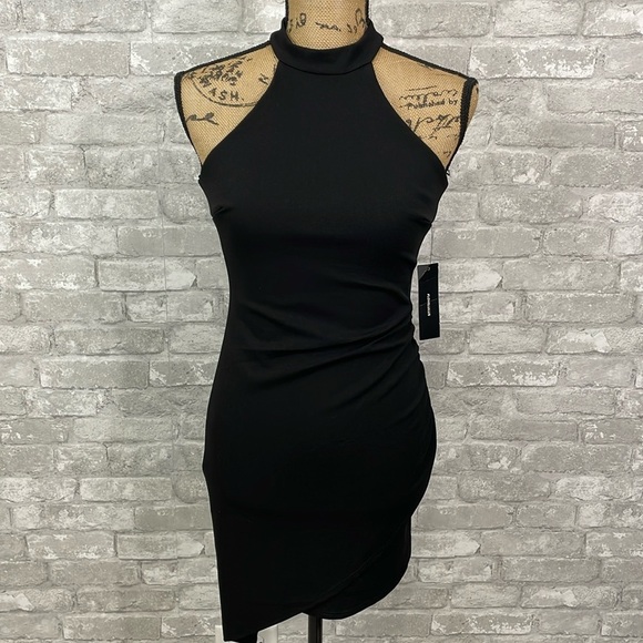 Lulus You Can't Ruche Love Black Ruched Bodycon Halter Dress - Picture 1 of 9